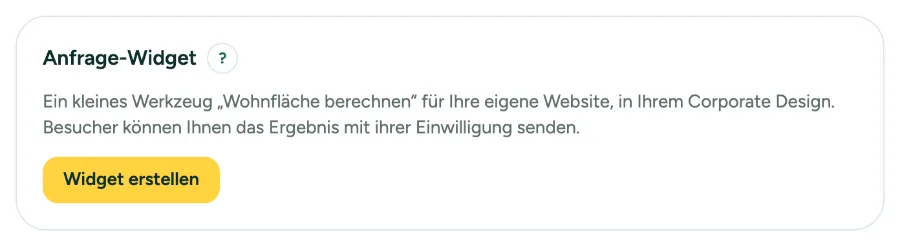 Die Karte Anfrage-Widget in Einstellungen, Büro.