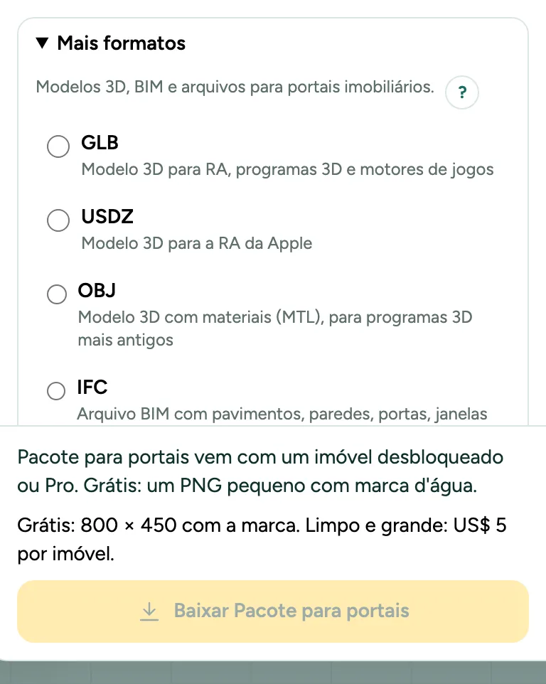 Mais formatos com Pacote para portais e a origem da área para o RESO.