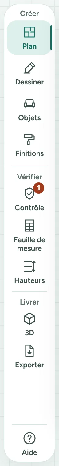 Barre à côté du panneau