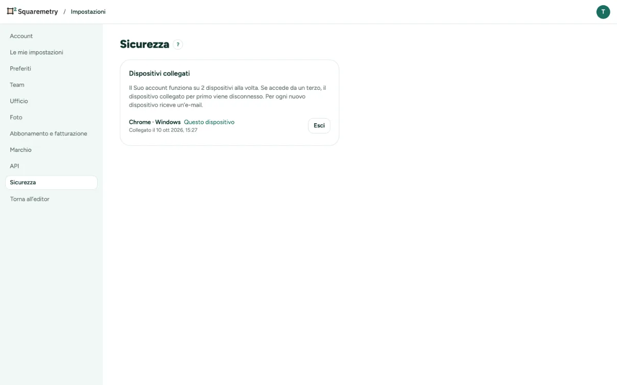Impostazioni, Sicurezza, con i dispositivi collegati, Questo dispositivo ed Esci.