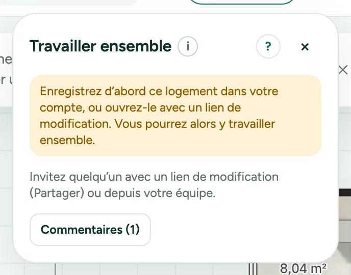 La fenêtre Ensemble avec votre nom, Travailler ensemble et Commentaires.
